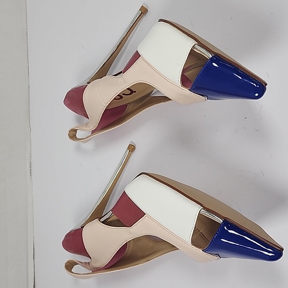 FSJ Elegant Pink Blue Women Pointed Toe Thin Heel Slingback Size 9 - Picture 5 of 9